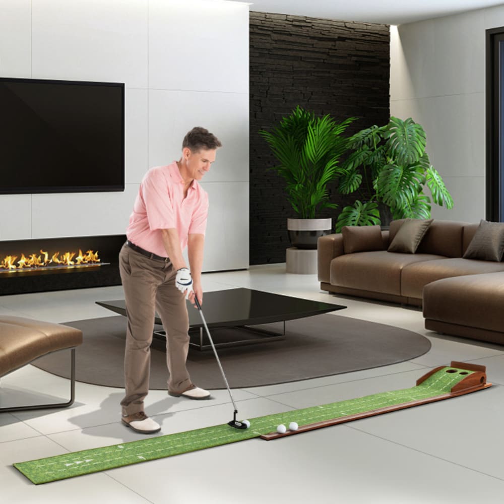 Golf Putting Mat Practice Training Aid With Auto Ball Return And 2/3 Hole Sizes_voghion.com